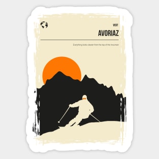 Avoriaz Skiing Minimal Vintage Travel Poster Sticker